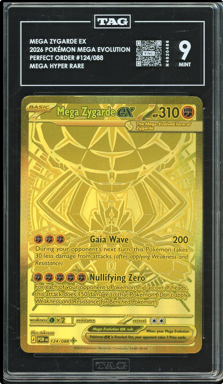 Mega Zygarde Ex 124/088 Me03: Perfect Order Holo Mega Hyper Rare TAG 9
