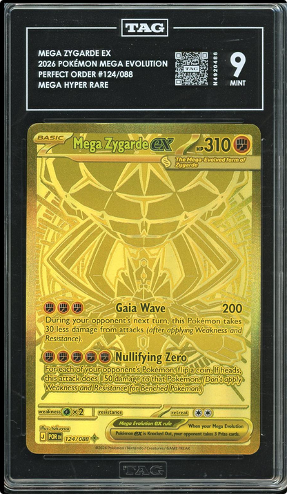 Mega Zygarde Ex 124/088 Me03: Perfect Order Holo Mega Hyper Rare TAG 9