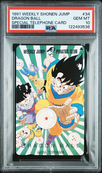 1989 Weekly Shonen Jump Dragon Ball Original Telephone Card #34 PSA 10 Gem Mint