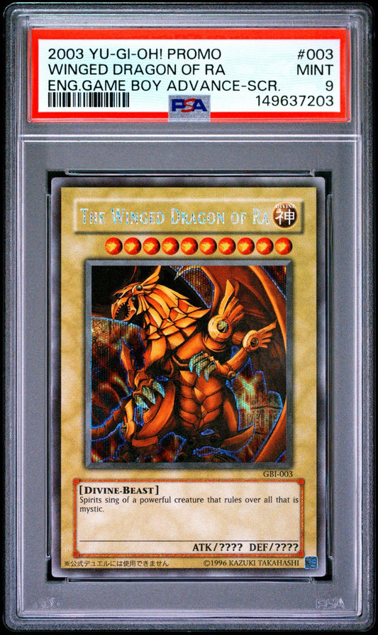 Yugioh Winged Dragon Of Ra Game Boy Secret Rare PSA 9 GBI-003