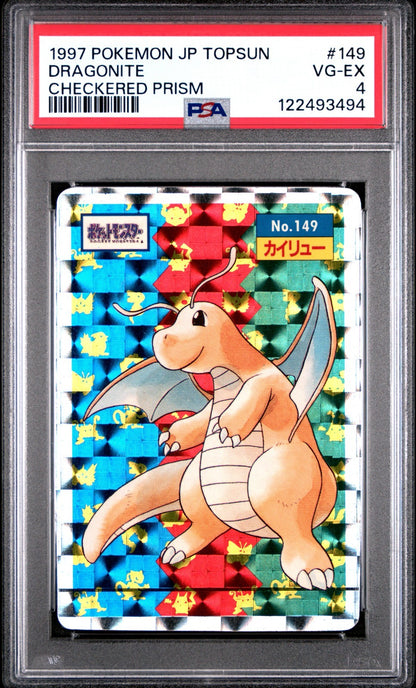 1997 POKEMON JPN TOPSUN BLOCK PRISM #149 DRAGONITE PSA 4