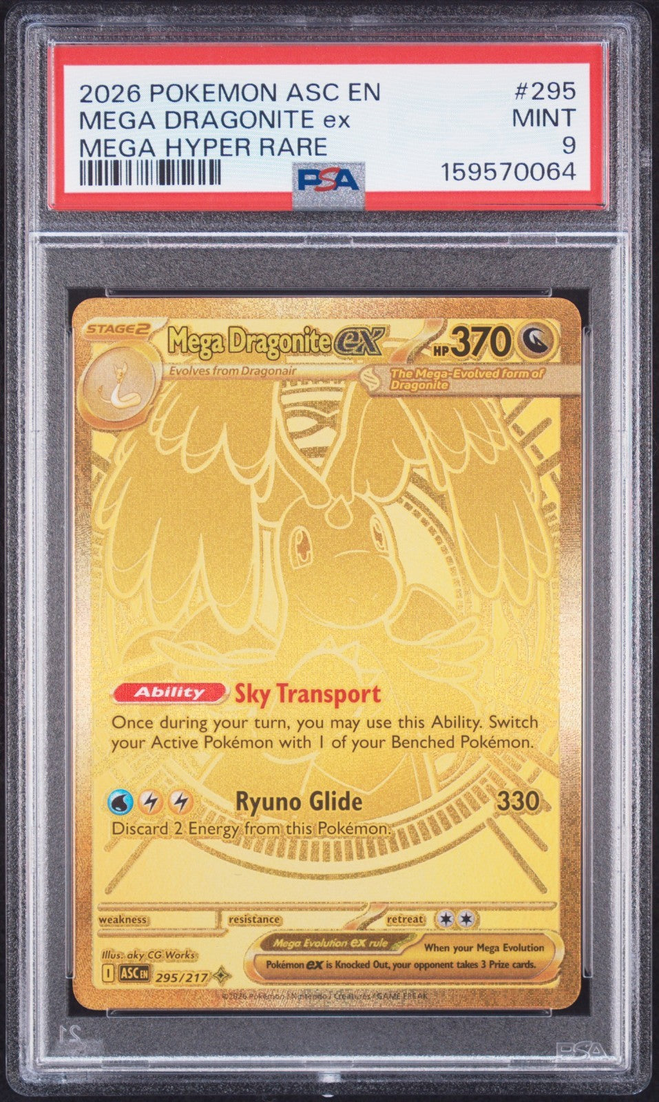 2026 POKEMON ASC EN-ASCENDED HEROES MEGA HYPER RARE #295 MEGA DRAGONITE EX PSA 9