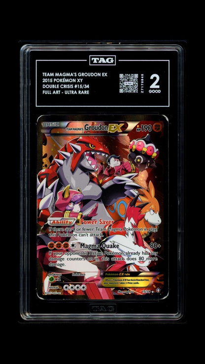 2015 Pokemon XY Double Crisis Team Magma's Groudon EX Full Art #15 TAG 2