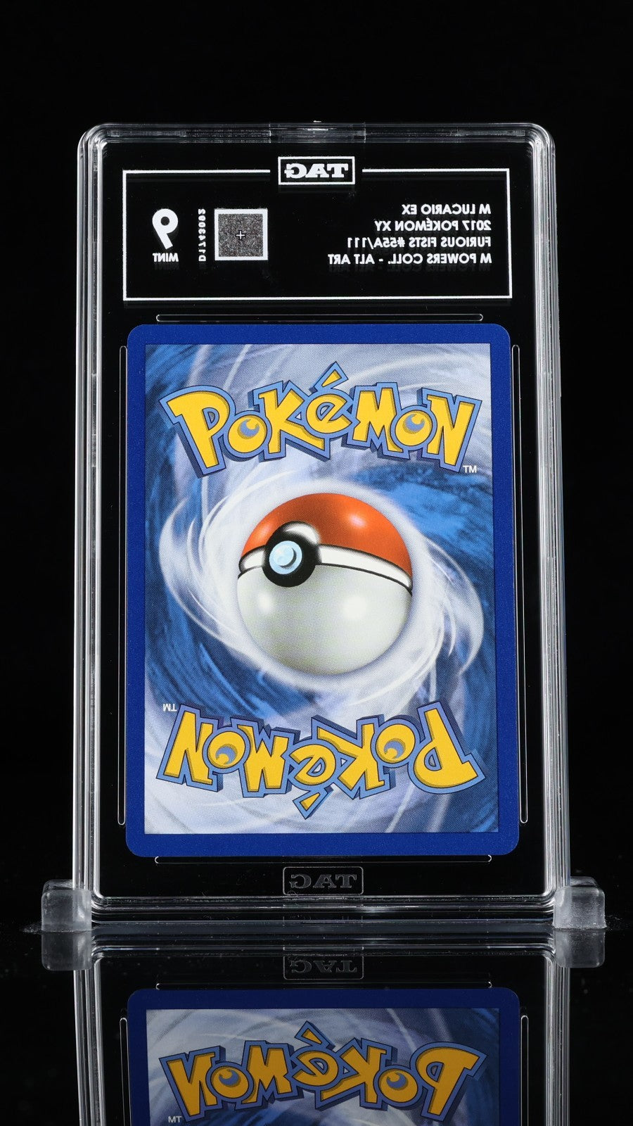 2017 POKEMON MEGA POWERS COLLECTION PROMO #55A FULL ART/M LUCARIO EX TAG 9