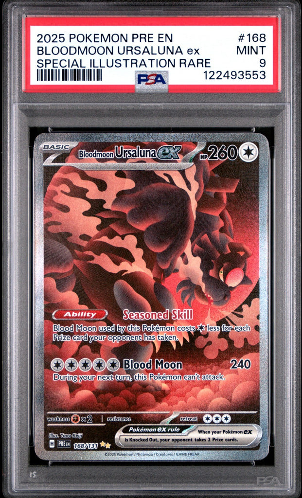 2025 Pokémon SV#168 Prismatic Evolutions Bloodmoon Ursaluna ex Holo – PSA 9