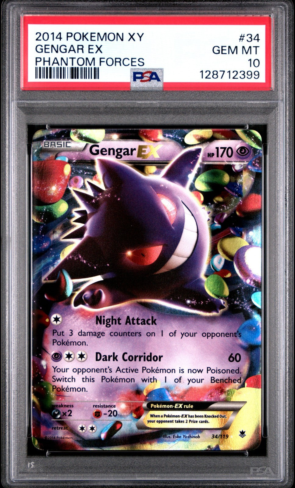 Pokemon Gengar EX 34/119 2014 XY Phantom Forces PSA 10 Gem English Ultra Rare