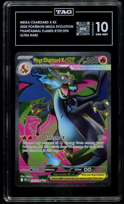 Mega Charizard X EX Phantasmal Flames #109/094 Ultra Rare TAG 10