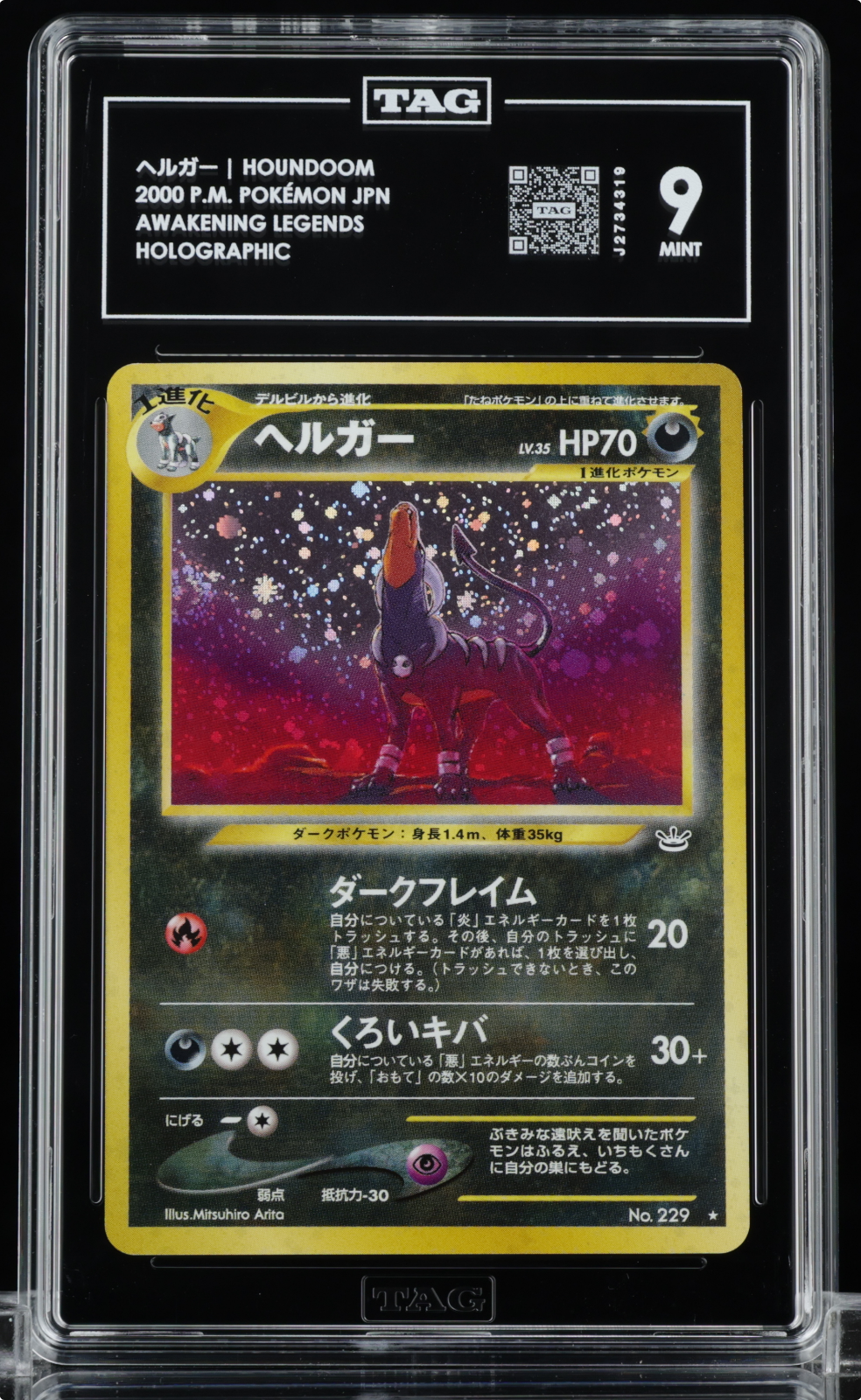 2000 POKEMON JAPANESE NEO 3 #229 HOUNDOOM-HOLO TAG 9