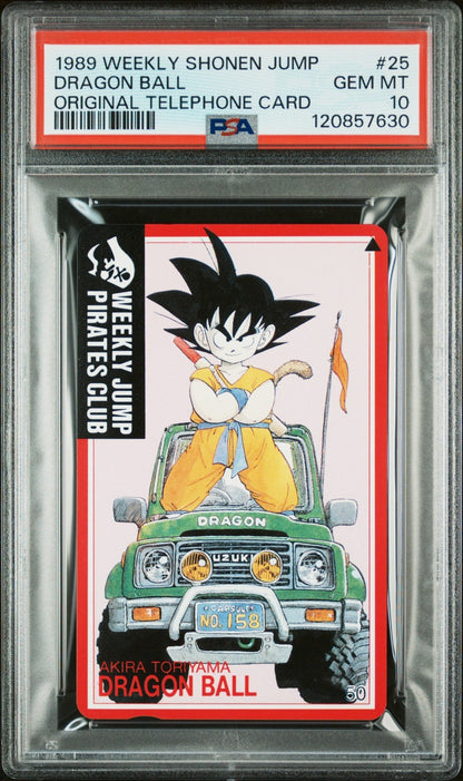 PSA 10 - Son Goku Dragon Ball Phone Card Weekly Shonen Jump #25 POP 8