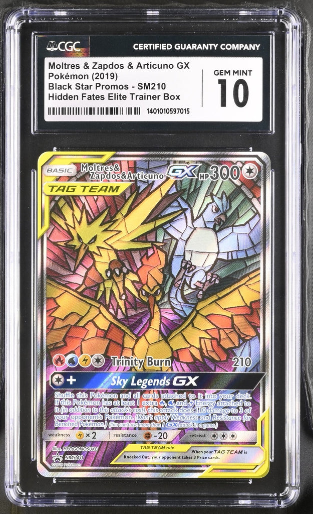 Moltres & Zapdos & Articuno GX SM210  Black Star Promo Hidden Fates CGC 10