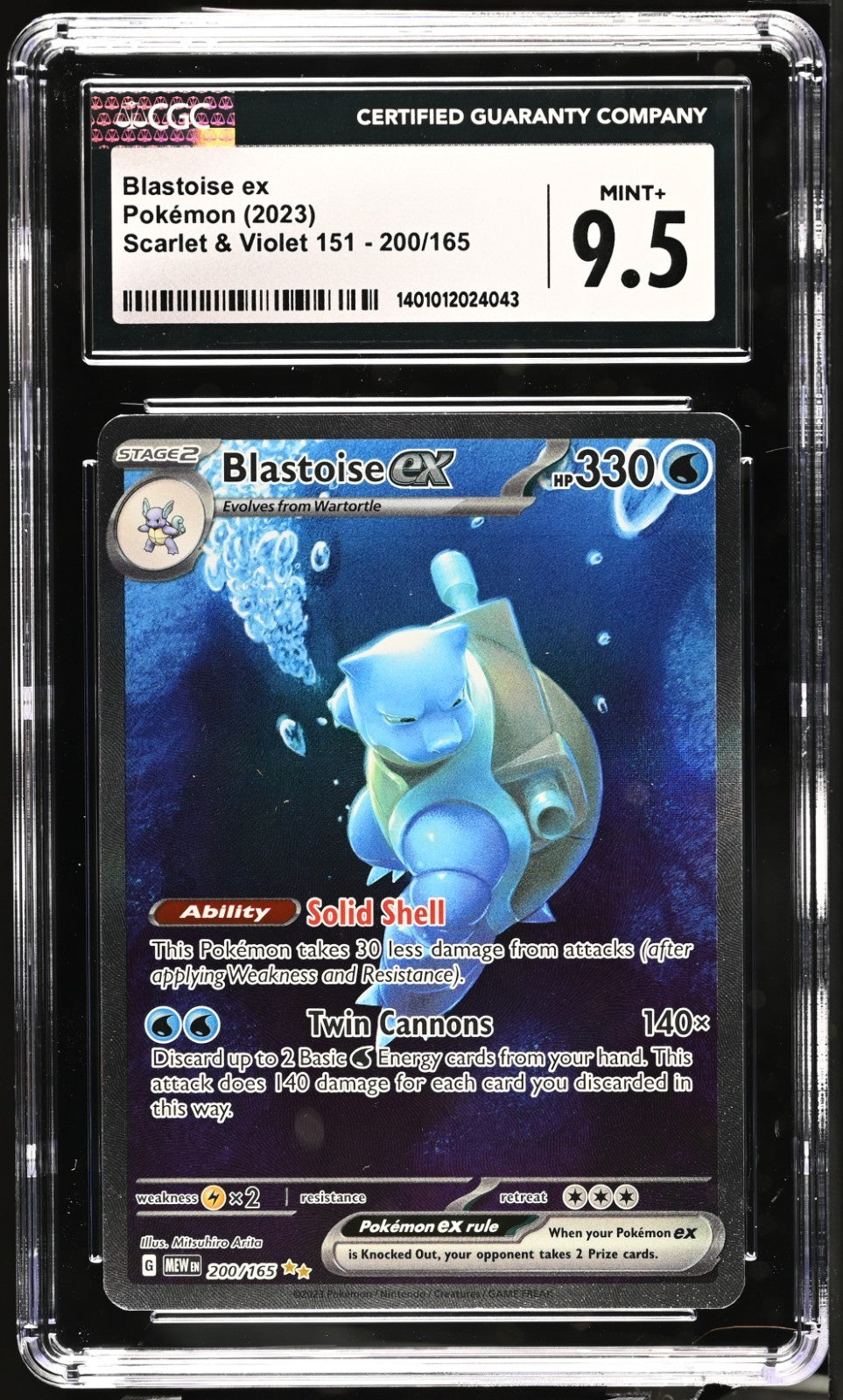 Pokemon Blastoise ex Scarlet & Violet 151 Full Art 200/165 CGC 9.5