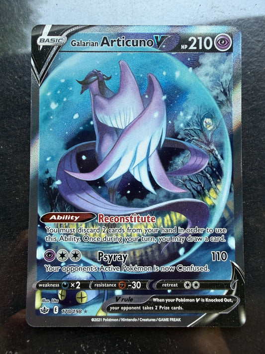 Pokemon Galarian Articuno V Alternate Full Art 170/198 SWSH Chilling Reign NM