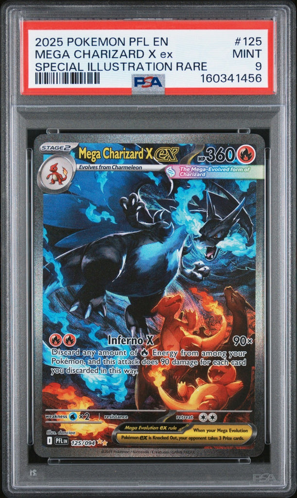 2025 POKEMON PFL SPECIAL ILLUSTRATION RARE #125 MEGA CHARIZARD X EX PSA 9 #3