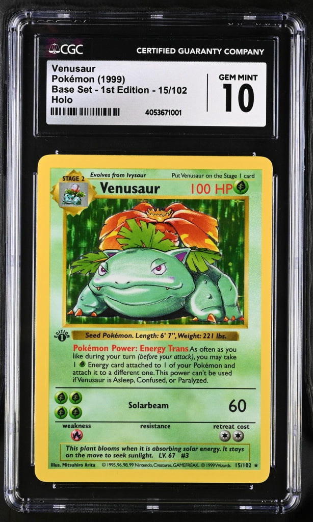 Pokemon Venusaur Base Set Shadowless 1st Edition Holo Rare #15 CGC 10 PSA
