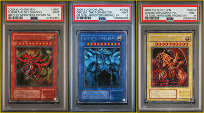 2000 YuGiOh Egyptian God Set G4-01 G4-02 G4-03 Slifer Obelisk Ra Promo PSA 9