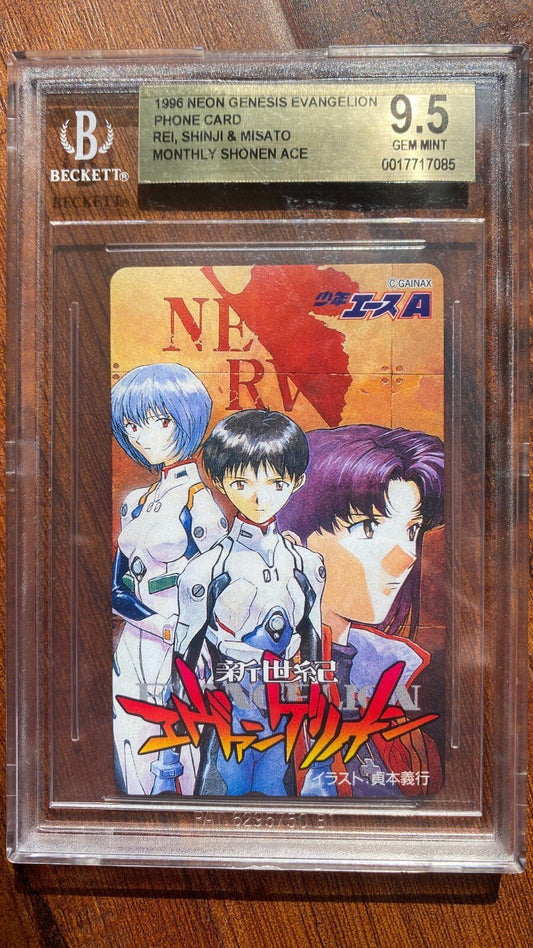 BGS 9.5 1996 Neon Genesis Evangelion Phone Card Rei Shinji Misato PSA
