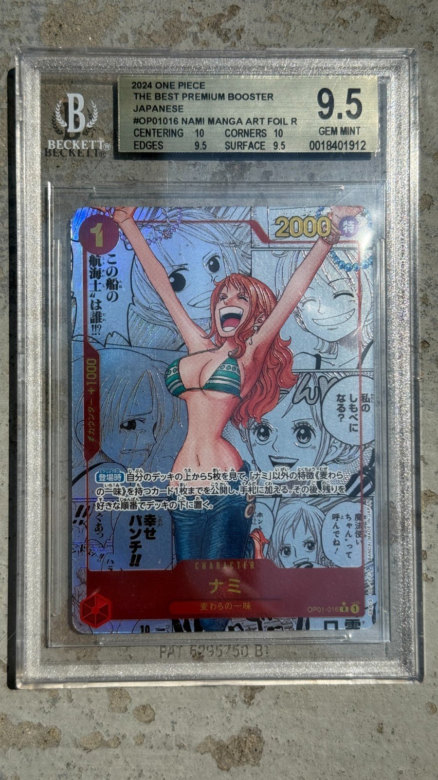 BGS 9.5 2024 One Piece Nami OP01 - 016 Manga Best Premium Booster Japanese PSA