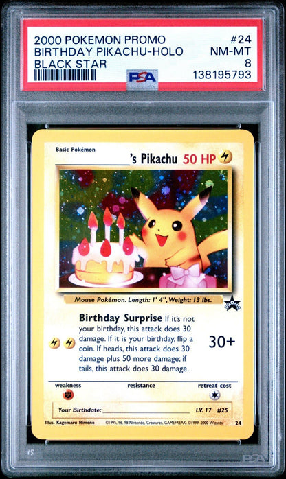 Birthday Pikachu PSA 8 24 Black Star Promo 2000 Pokemon Holo