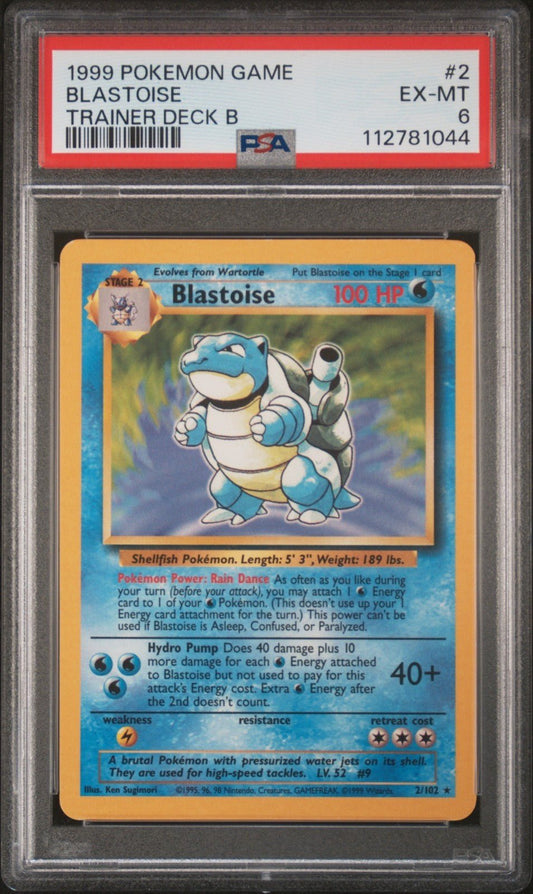 Blastoise 2/102 TRAINER DECK B Red Back Pokemon PSA 6