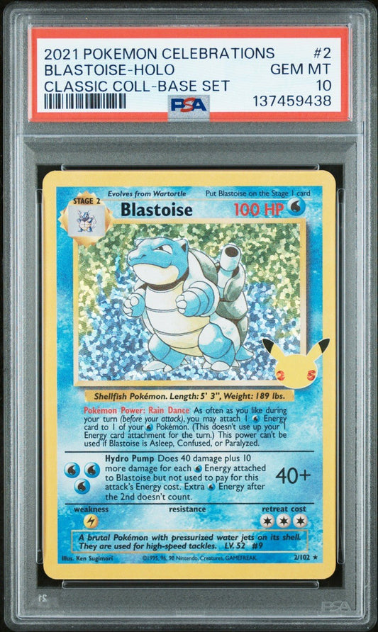 Blastoise Holo 2 Celebrations Classic Collection Pokemon PSA 10