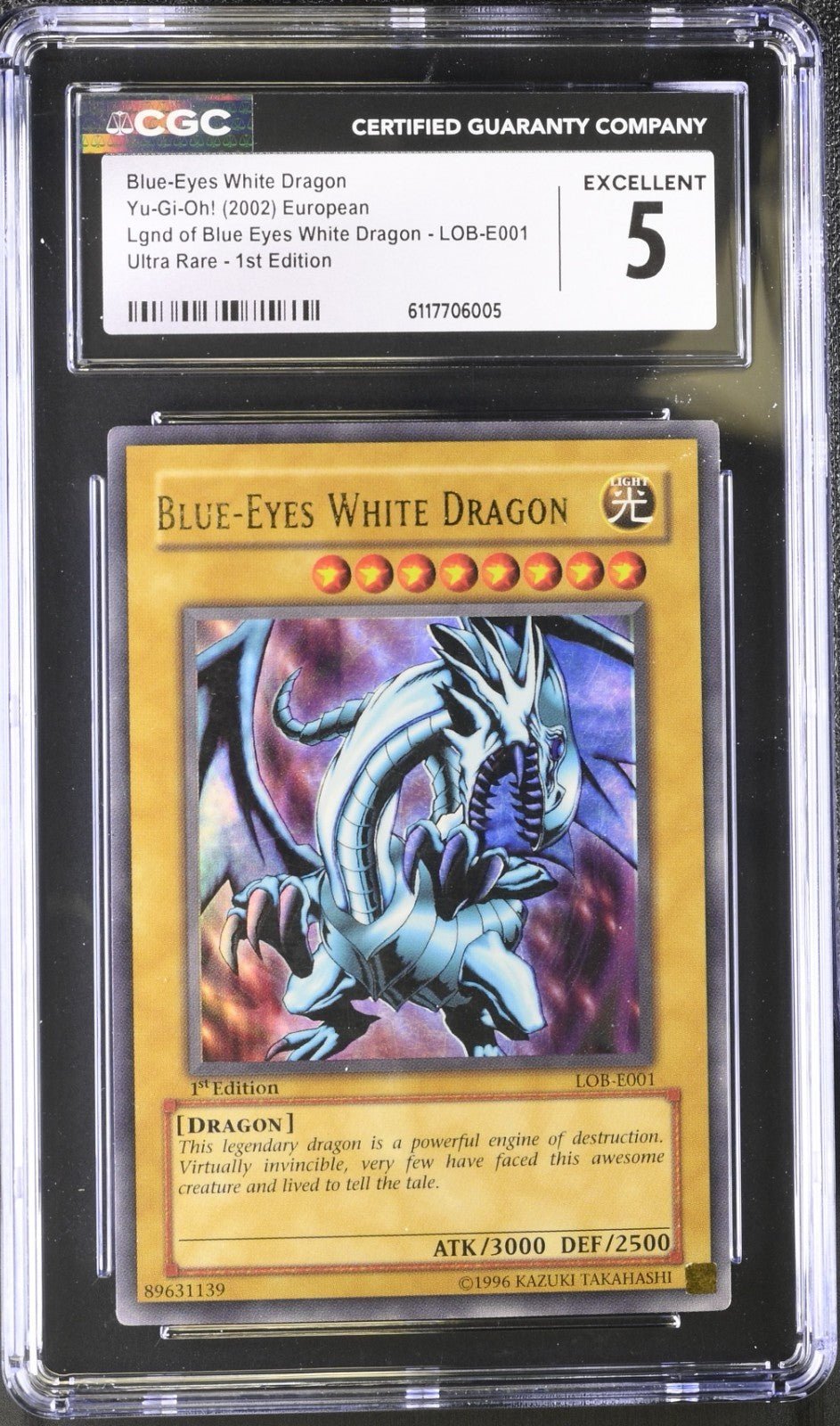 Blue - Eyes White Dragon LOB - E001 Ultra Rare 1st Edition Yugioh European CGC 5