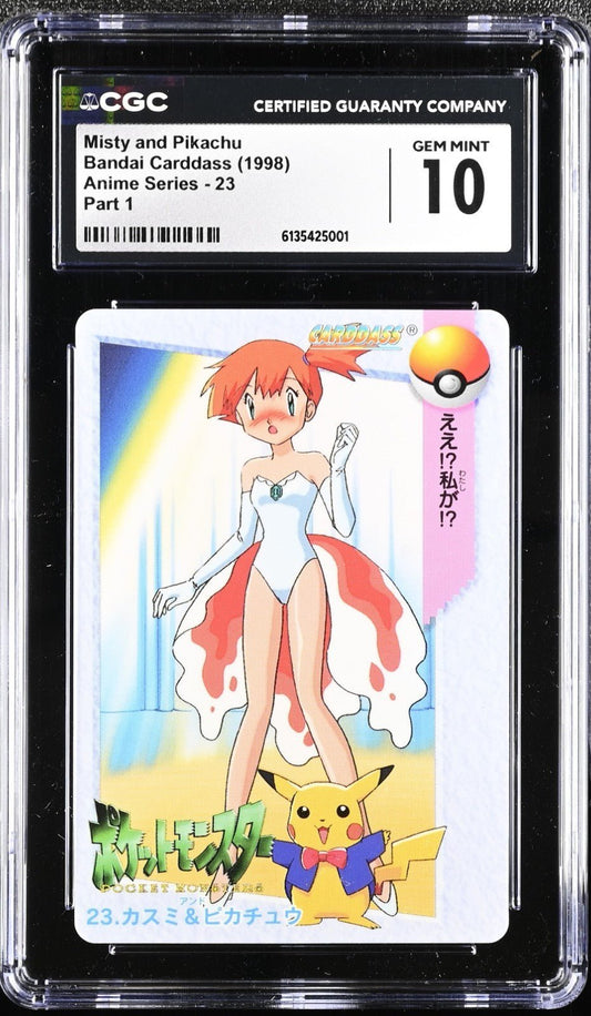 CGC 10 Misty & Pikachu 23 Carddass Vending Bandai Japanese Pokemon 1998