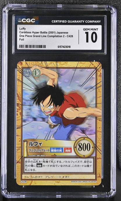 CGC 10 One Piece CHB Luffy Carddass Hyper Battle 2001 C428 Vintage Japanese