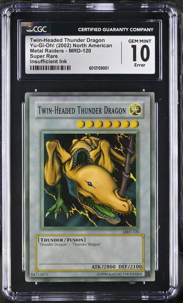 CGC 10 Yugioh Twin Headed Thunder Dragon MRD-120 Metal Raiders INSUFFICIENT INK