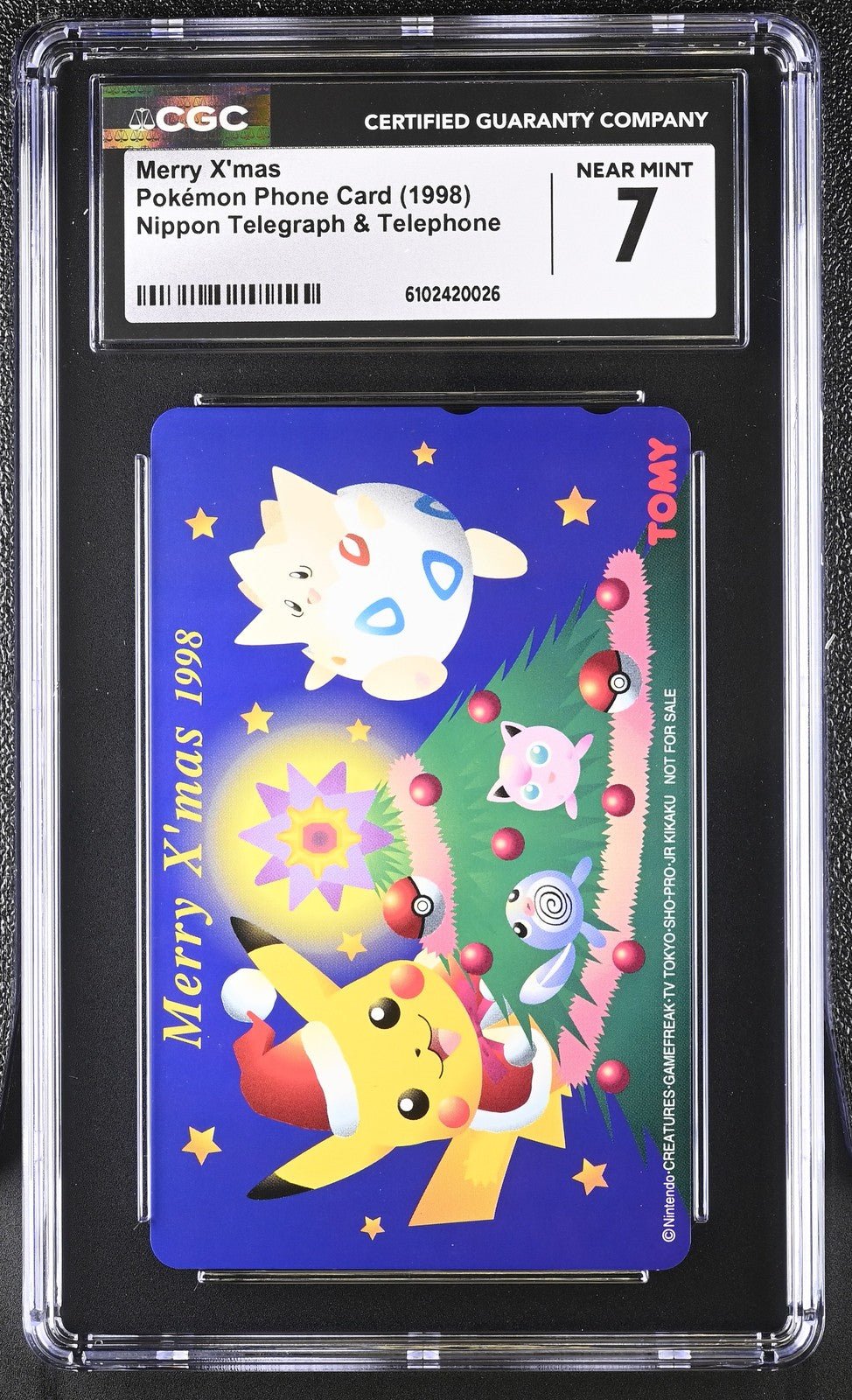 CGC 7 JAPANESE POKEMON PHONE CARD PIKACHU TOGEPI TOMY MERRY XMAS 1998 PSA