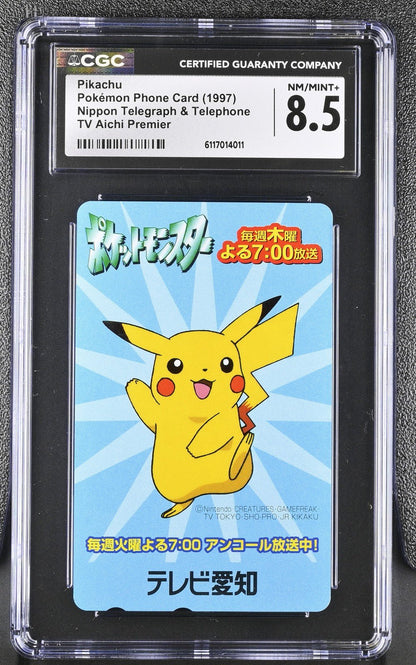 CGC 8.5 1997 Phone Card Pikachu TV Aichi Premier Nippon Japanese