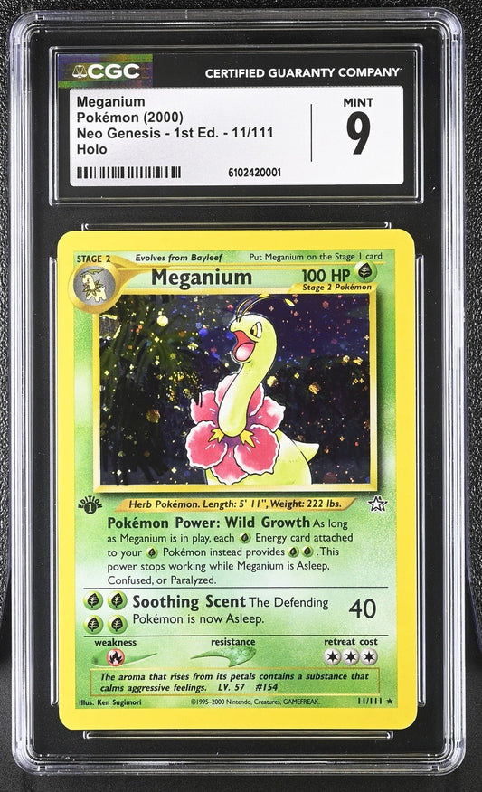 CGC 9 Meganium Neo Genesis 1st Edition 11/111 Holo Pokemon PSA