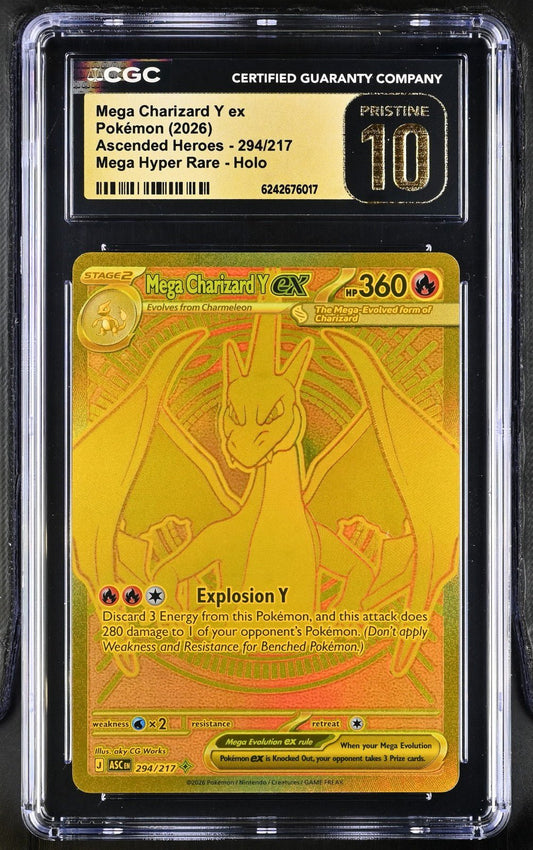 CGC PRISTINE 10 Mega Charizard Y ex 294/217 Pokémon Ascended Heroes Gold POP 28
