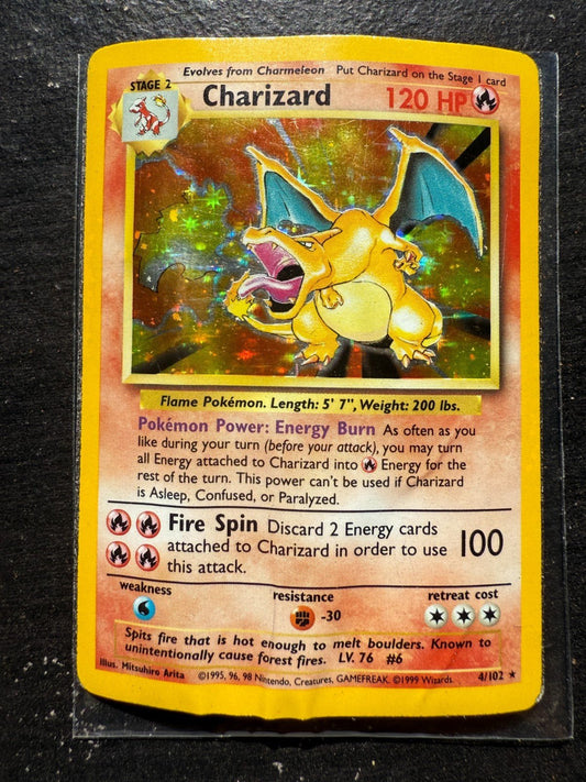 Charizard 4/102 Base Set Unlimited Holo Rare Vintage 1999 WOTC Pokemon HP - DMG