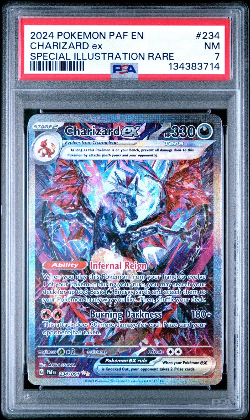 Charizard EX 234/091 Special Illustration Rare Pokemon PSA 7