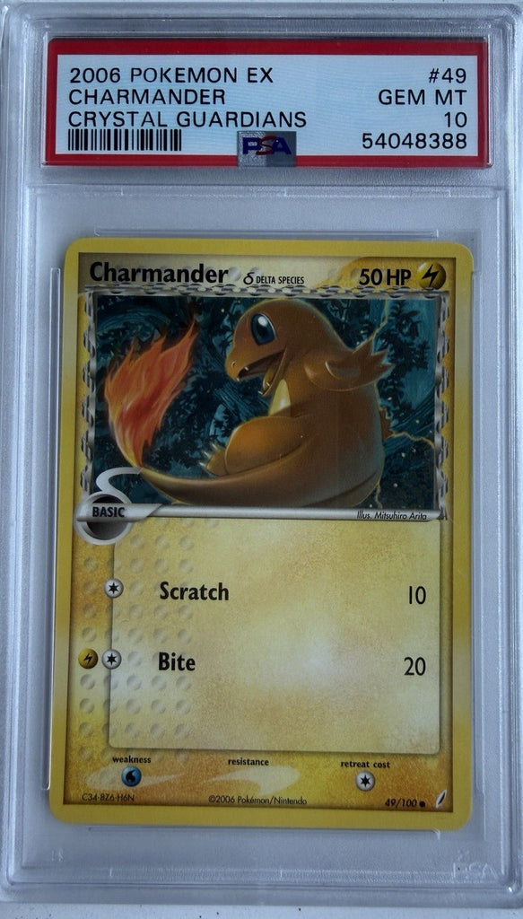 Charmander 49/100 EX Crystal Guardians PSA 10 Pokemon