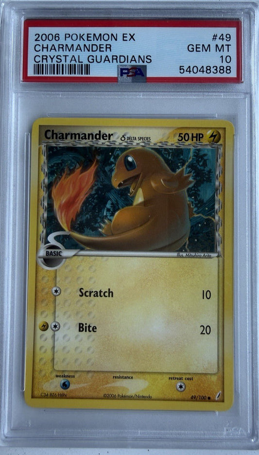 Charmander 49/100 EX Crystal Guardians PSA 10 Pokemon