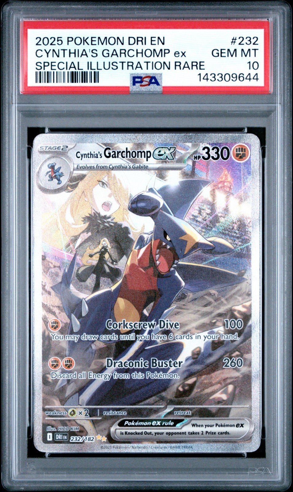 Cynthia's Garchomp EX Holo Card 232/182 Sv10: Destined Rivals PSA 10