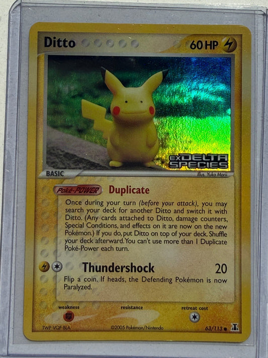 Ditto Pikachu Pokemon Ex Delta Species 63/113 Reverse Holo LP+
