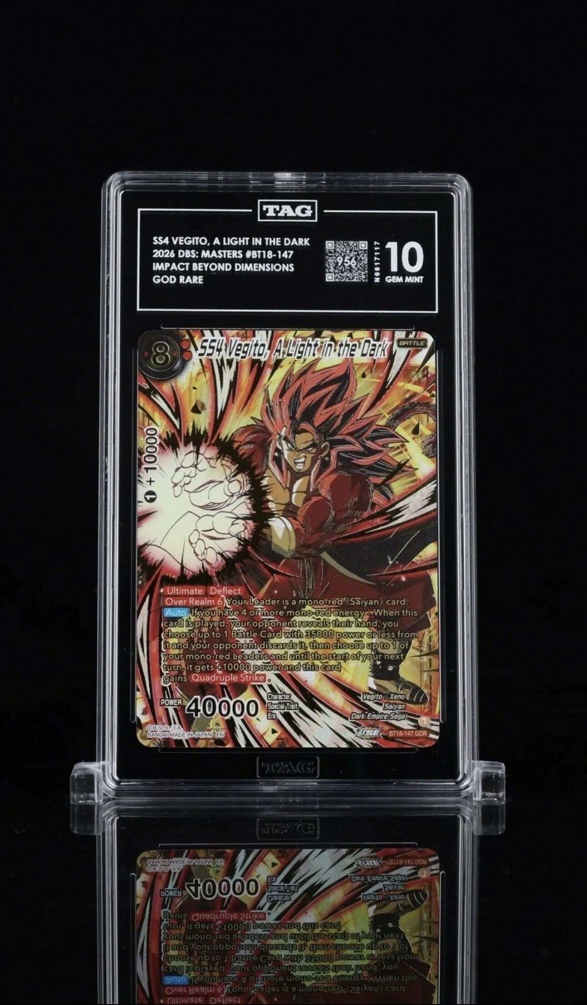 Dragon Ball Masters SS4 Vegito, A Light in the Dark (BT18-147) (GDR) God Rare TAG 10