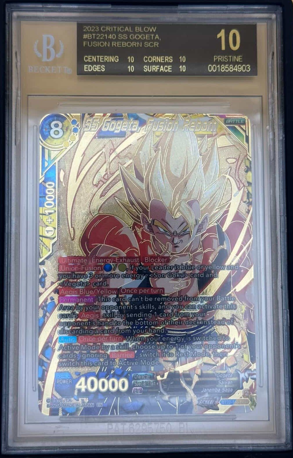 Dragon Ball Super BT22 - 140 SCR SS Gogeta Fusion Reborn BGS 10 Black Label Pristine
