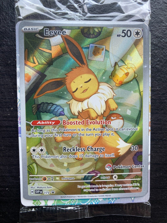 Eevee 173 Prismatic Evolutions: Full Art Pokemon Center Stamped Promo Sealed