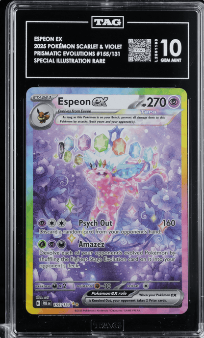 ESPEON EX 2025 POKEMON PRISMATIC EVOLUTIONS SIR 155/131 TAG 10