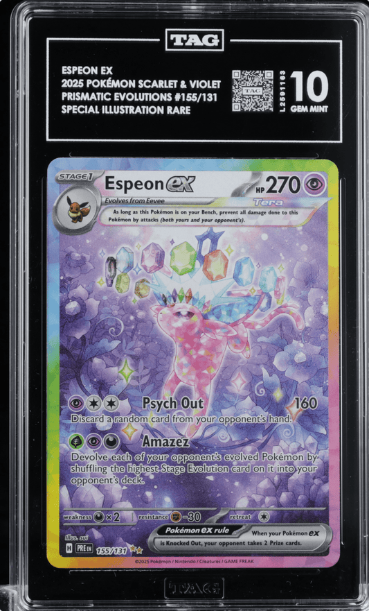 ESPEON EX 2025 POKEMON PRISMATIC EVOLUTIONS SIR 155/131 TAG 10