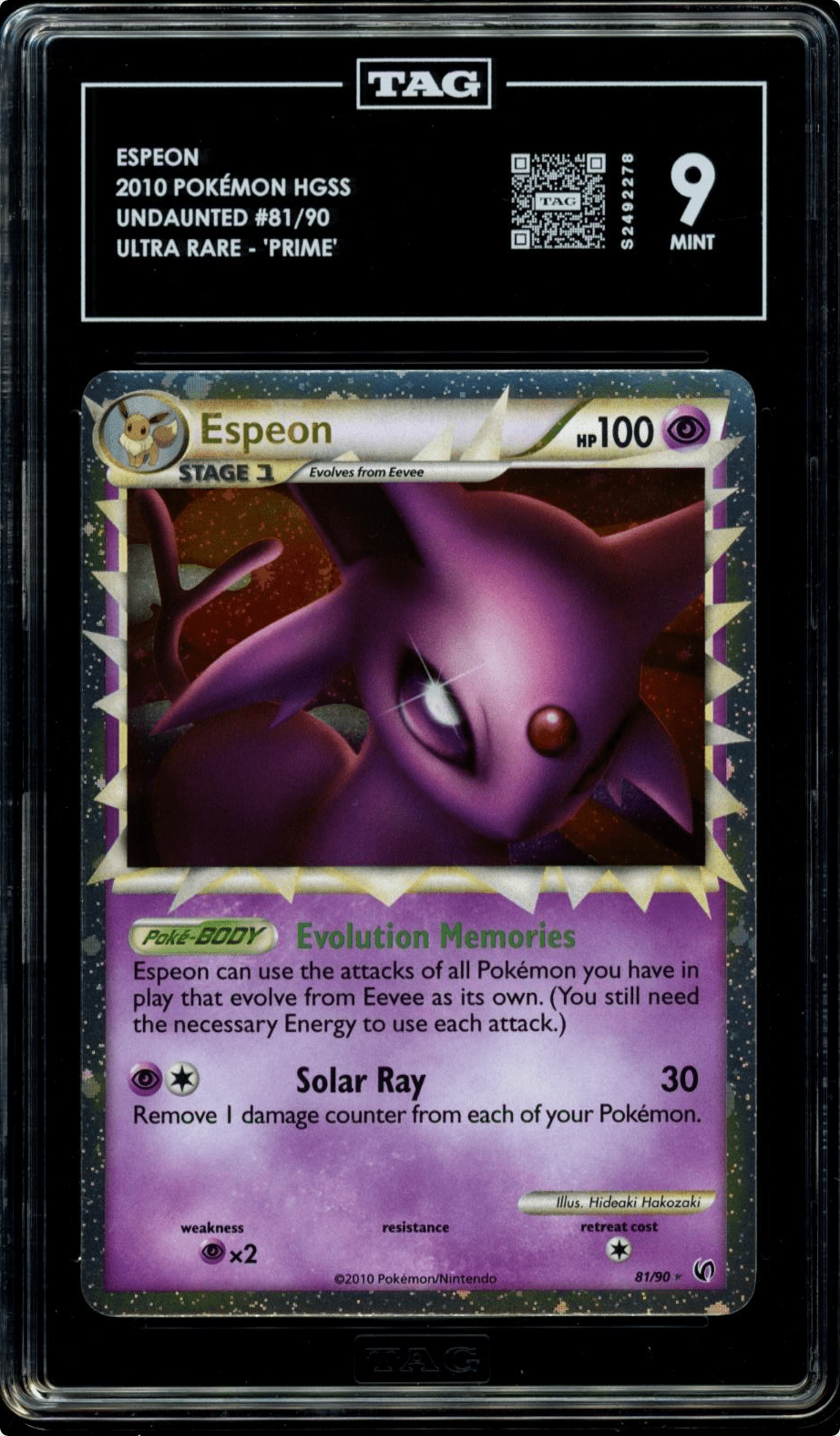 Espeon Holo 81/90 2010 Pokemon HG & SS Undaunted TAG 9