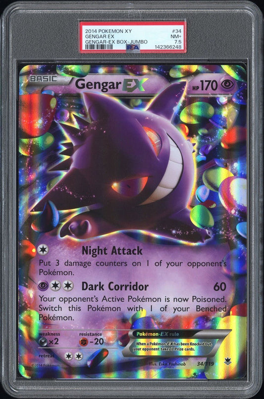 GENGAR EX JUMBO 2014 POKEMON XY PHANTOM FORCES 34 GENGAR - EX OVERSIZE PSA 7.5