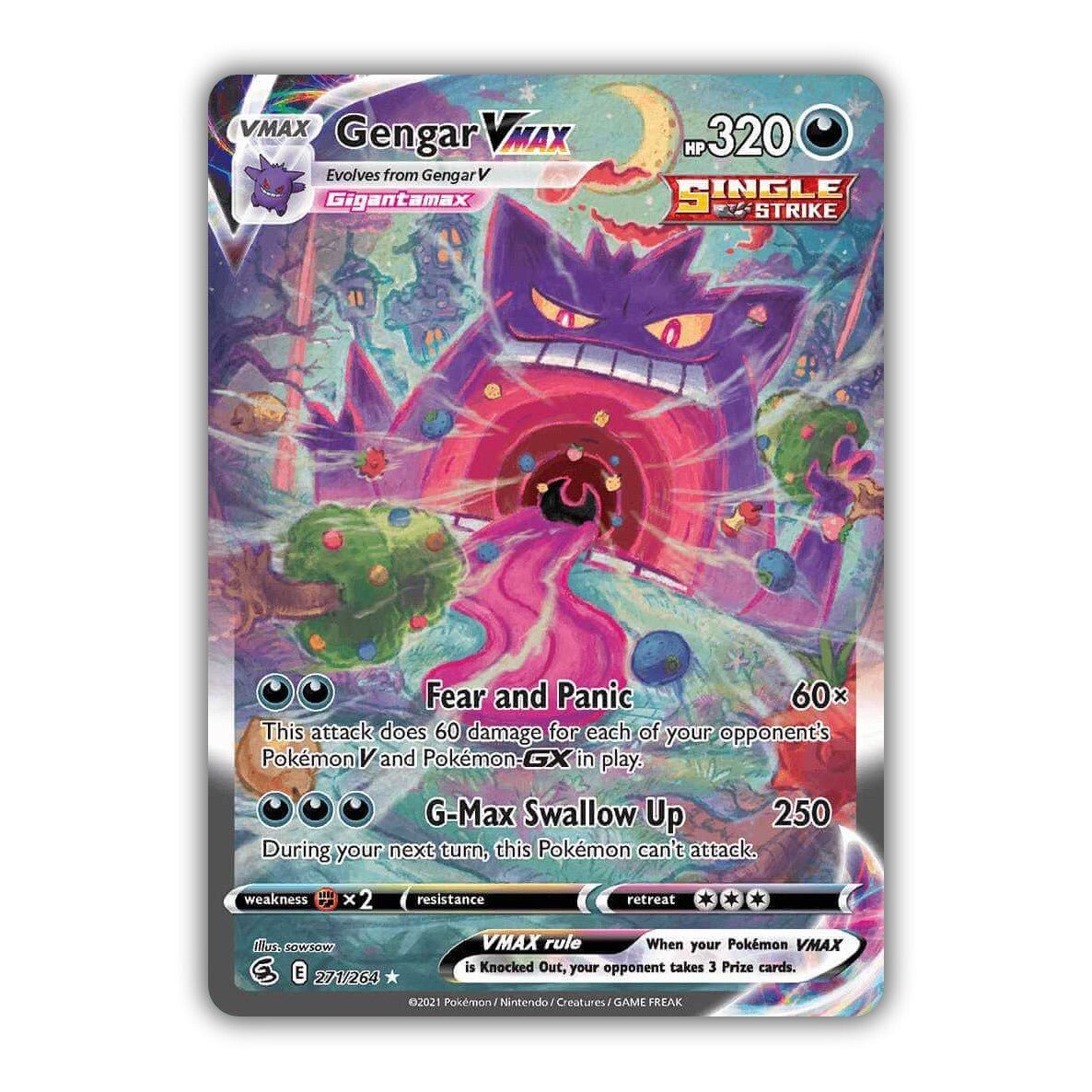 Gengar VMAX (Alternate Art Secret) 271/264 Swsh08: Fusion Strike Holo LP
