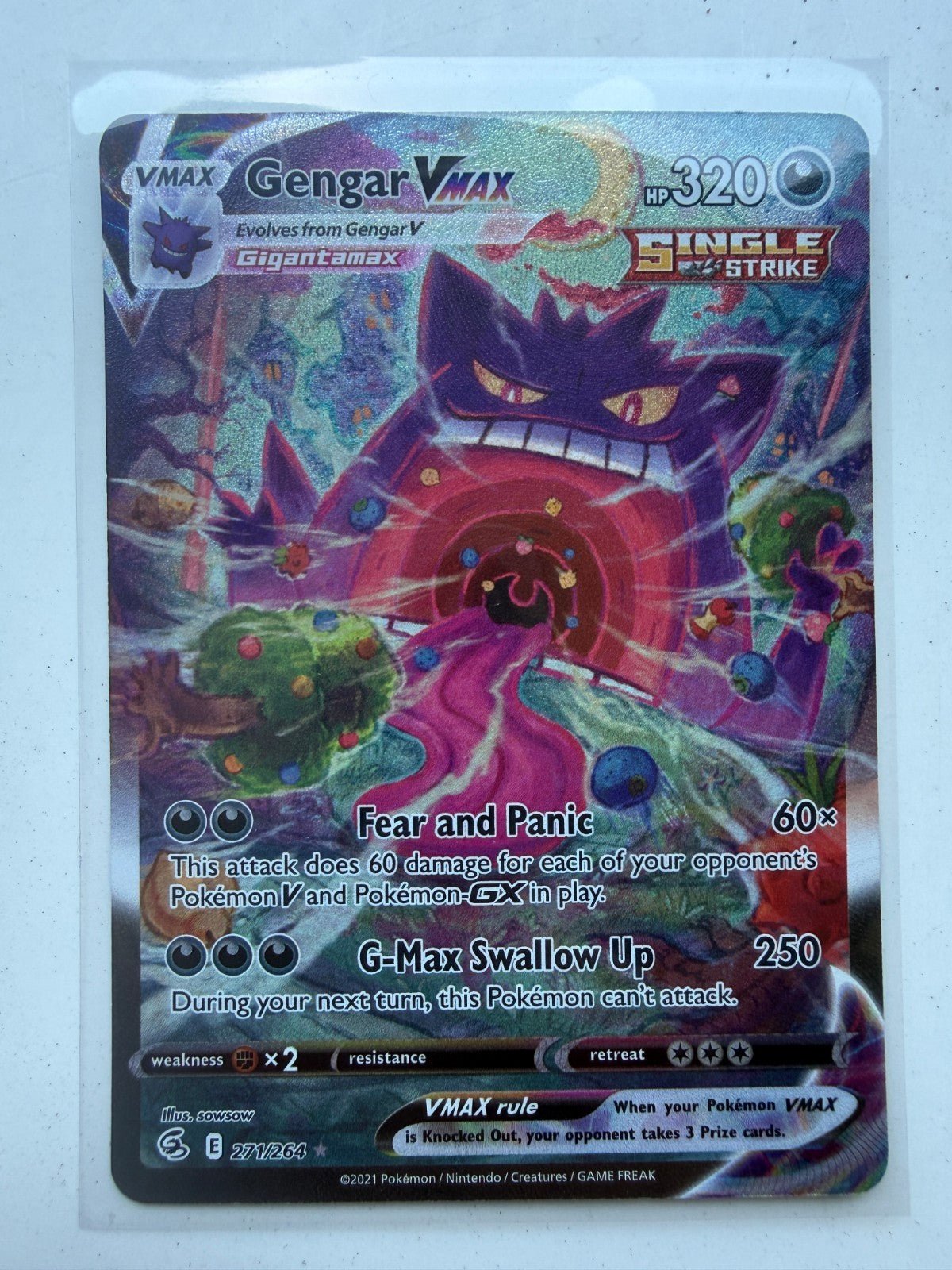 Gengar VMAX (Alternate Art Secret) 271/264 Swsh08: Fusion Strike Holo LP