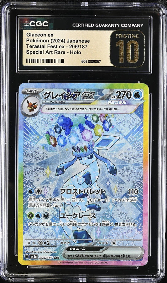 Glaceon EX 206/187 Pokemon Terastal Festival EX Japanese CGC Pristine 10
