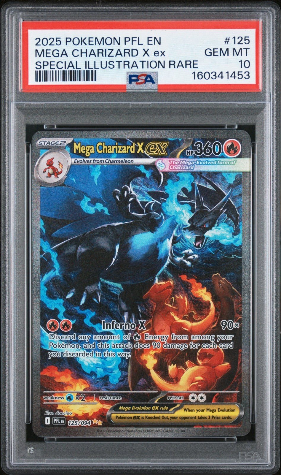 Mega Charizard X ex 125/094 Me02: Phantasmal Flames Holo PSA 10