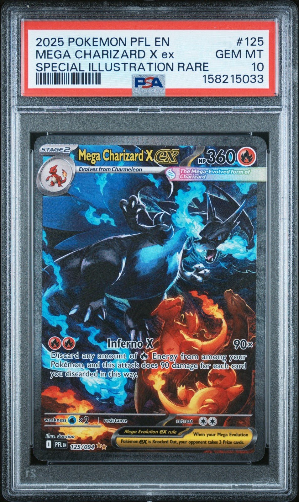 Mega Charizard X ex 125/094 Me02: Phantasmal Flames Holo PSA 10 2